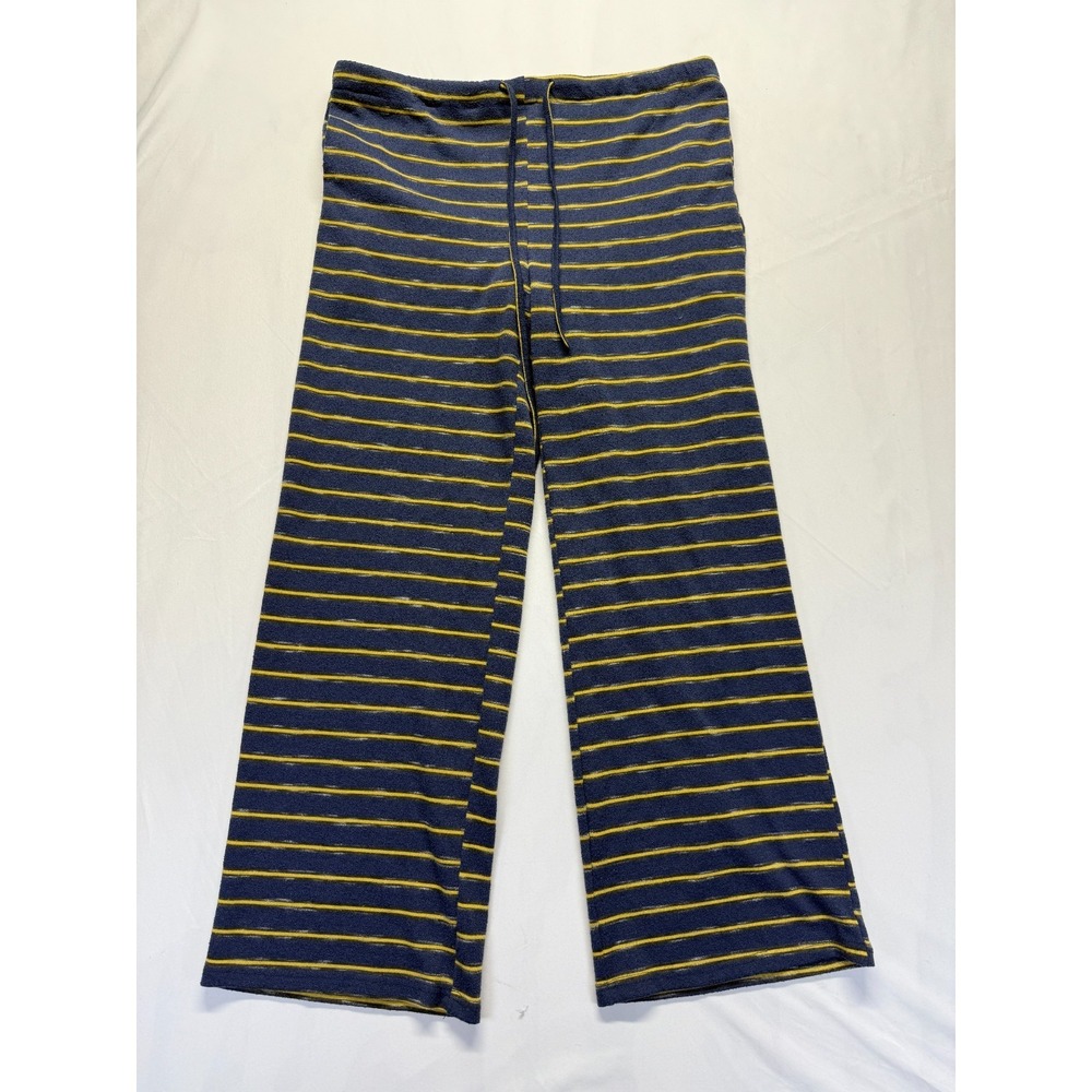 Bailey Rose Ankle Pants Women Medium Navy Blue Yellow Striped High Rise Wide Leg